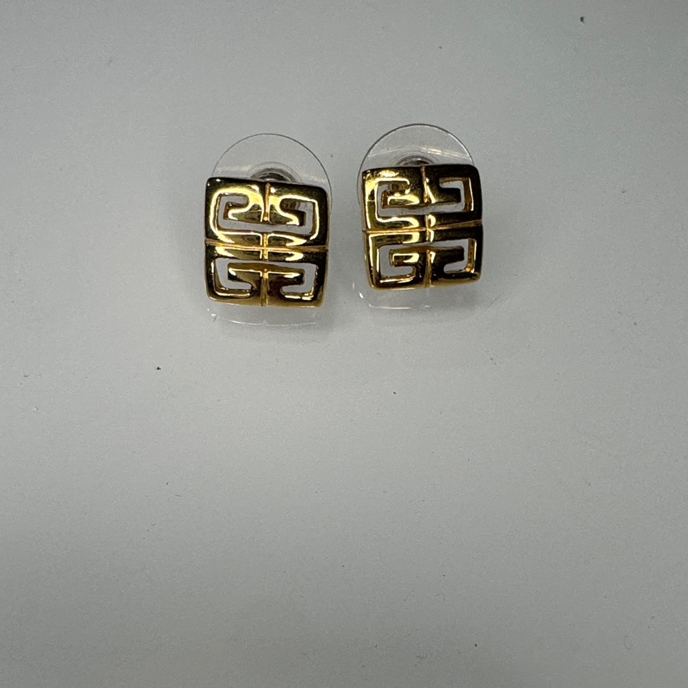 Givenchy Gold-Tone Greek Key Stud Earrings